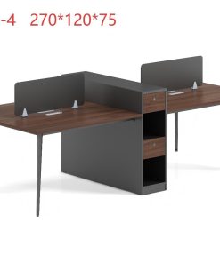 Wooden Office Desk For Four People With Partitions